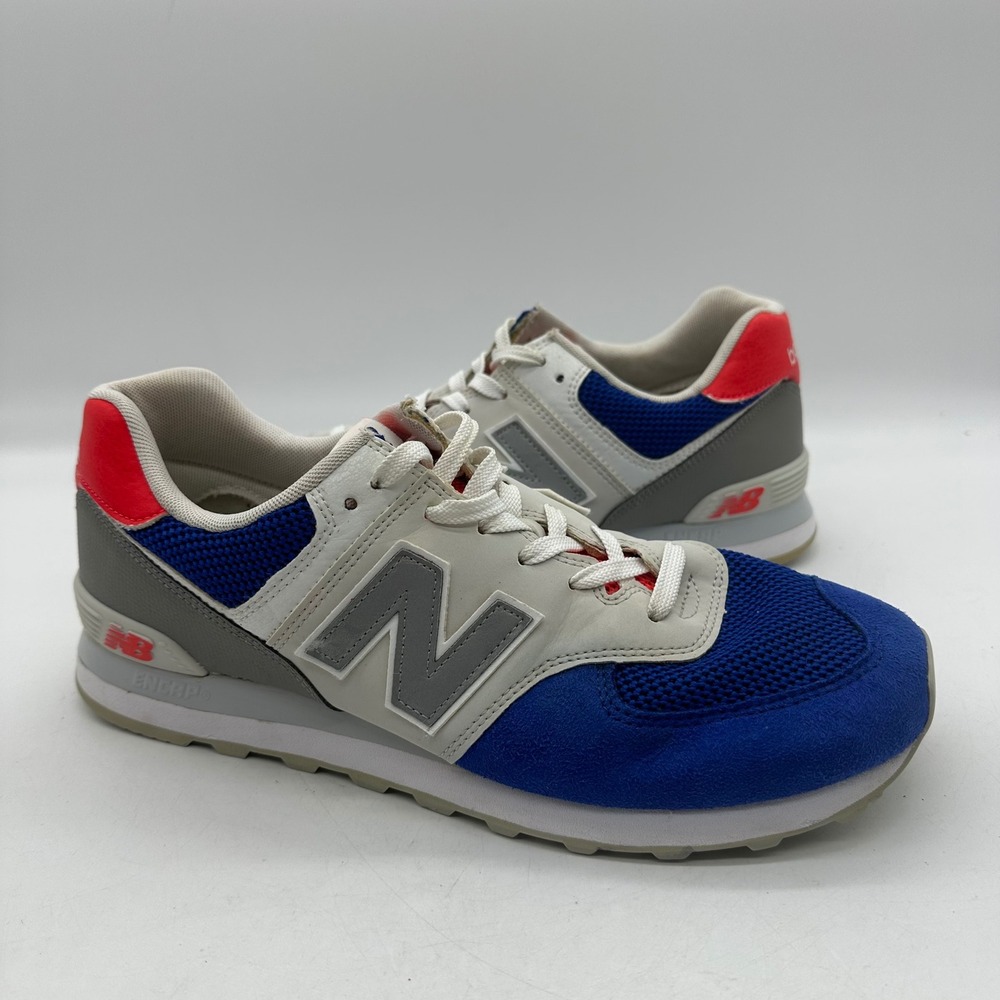New Balance ML574MSC Mens Size 11 Blue Grey Red‎ 574 Retro Suede Mesh Sneakers